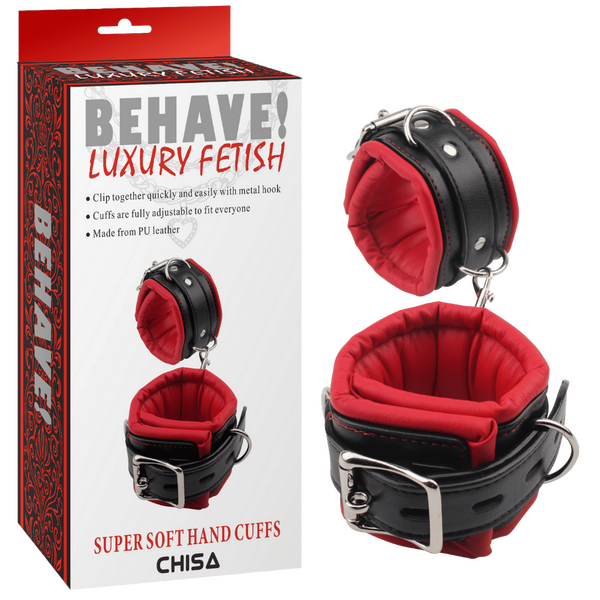Chisa BEHAVE! Super Soft Hand Cuffs (Red/Black)