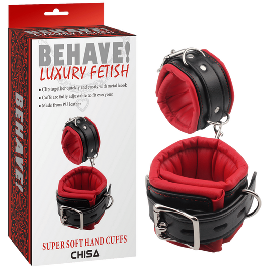 Chisa BEHAVE! Super Soft Hand Cuffs (Red/Black)