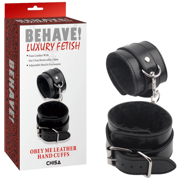 Chisa BEHAVE! Obey Me Leather Hand Cuffs (Black)