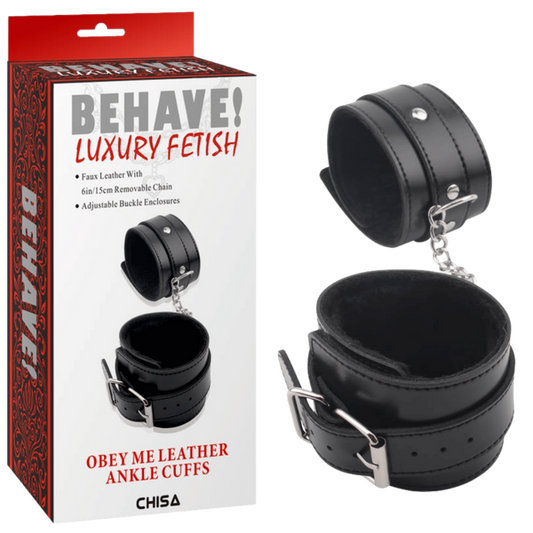 Chisa BEHAVE! Obey Me Leather Ankle Cuffs (Black)