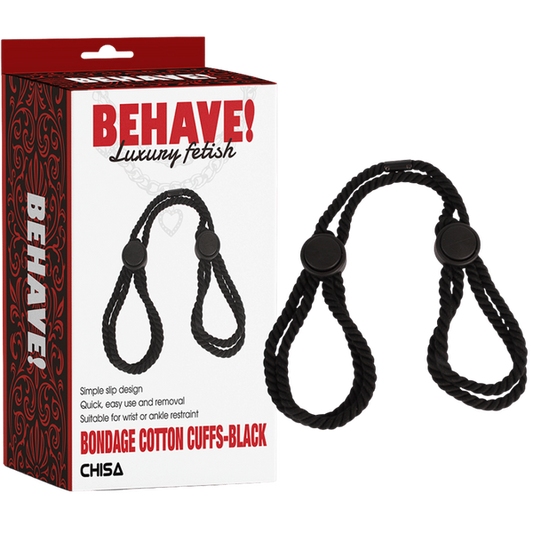 Chisa BEHAVE! Bondage Cotton Cuffs (Black)