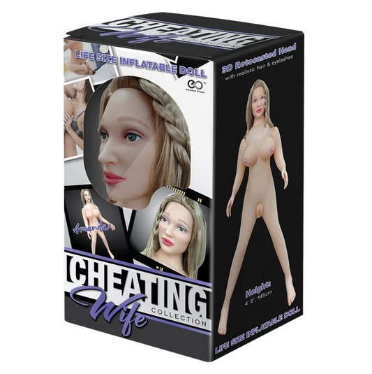Excellent Power | Cheating Wife - Amanda - Flesh Life Size Inflatable Love Doll with Realistic Head and Holes