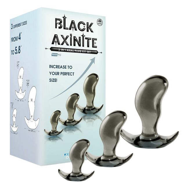 Excellent Power Black Axinite - 3 In 1 Anal Plug Kit Set (Smoke)