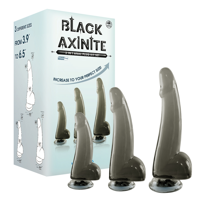 Excellent Power Black Axinite - 3 In 1 Anal Plug Kit Set (Smoke)
