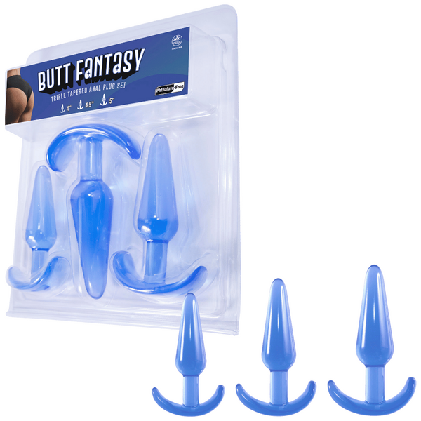 Excellent Power Butt Fantasy - Triple Tapered Anal Plug Set Blue