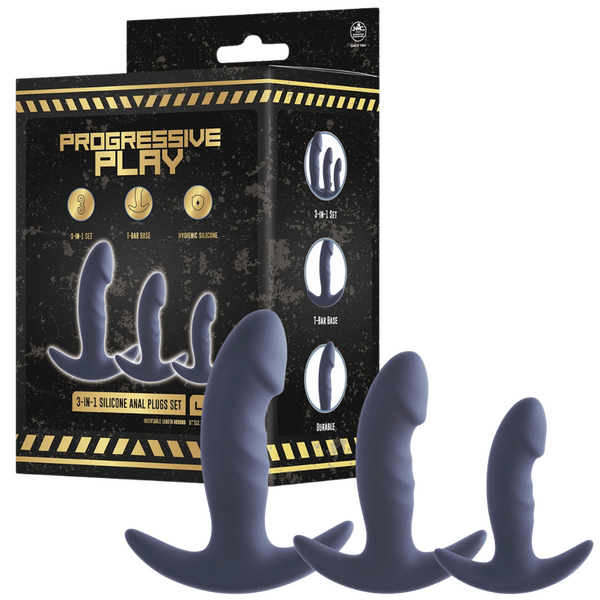 Excellent Power | 3-in-1 Silicone Anal Plug Set (Black)