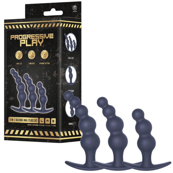 Excellent Power | 3-in-1 Silicone Anal Plug Set (Black)