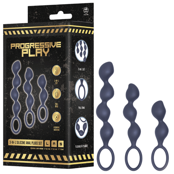 Excellent Power | 3-in-1 Silicone Anal Plug Set (Black)