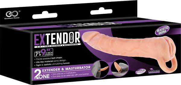 Excellent Power Extendor 2 in 1 Penis Extender & Masturbator Sleeve 9" Flesh