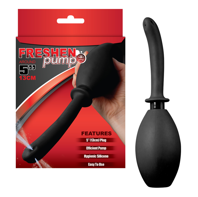 Excellent Power Freshen Pump 5"/13cm Douche with Silicone Ball Pump Black