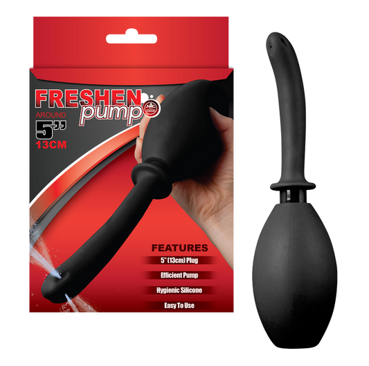 Excellent Power Freshen Pump 5"/13cm Douche with Silicone Ball Pump Black