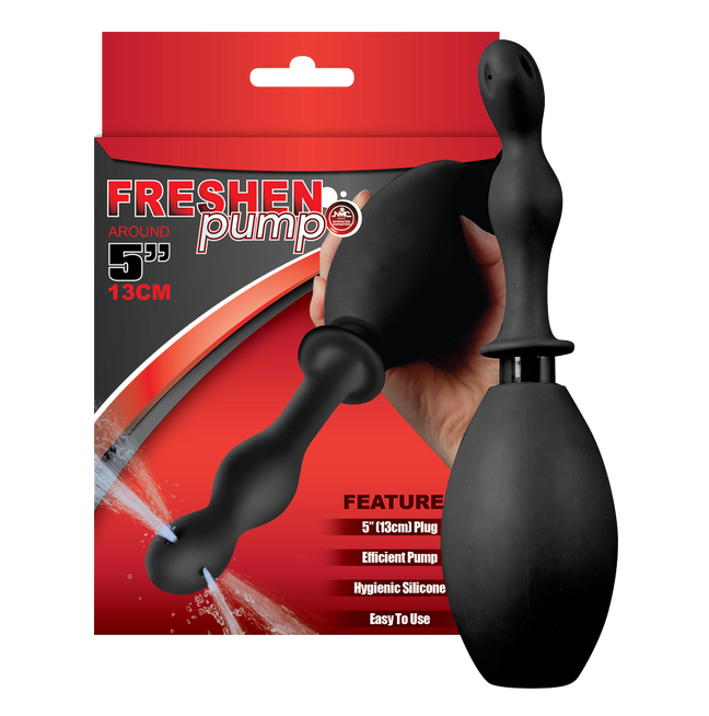 Excellent Power Freshen Pump 5"/13cm Douche with Silicone Ball Pump Black