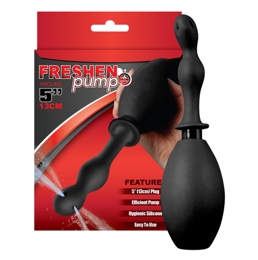Excellent Power Freshen Pump 5"/13cm Douche with Silicone Ball Pump Black