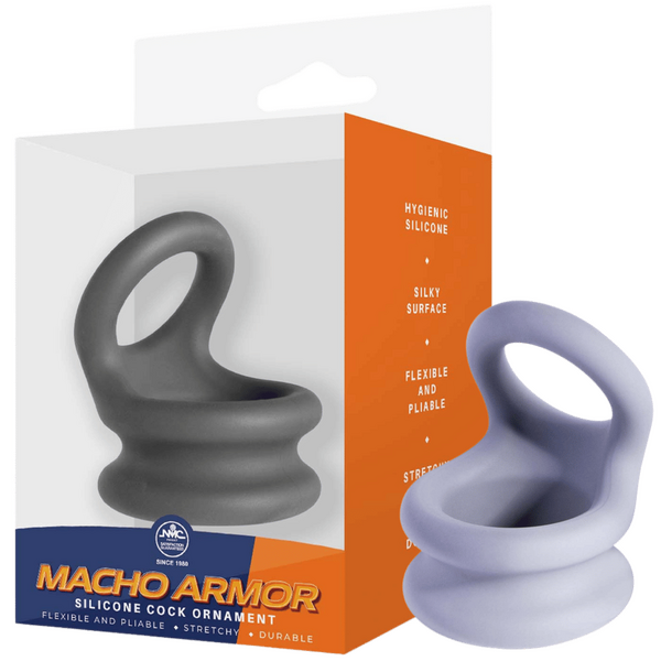 Excellent Power Macho Armor Silicone Cock & Ball Ornament Medium Grey