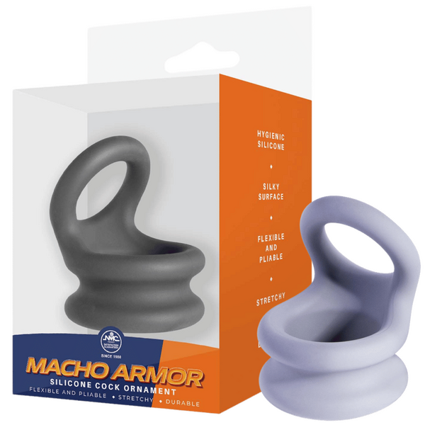 Excellent Power Macho Armor Silicone Cock & Ball Ornament Large Grey