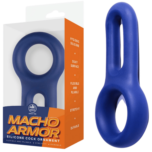 Excellent Power Macho Armor Silicone Cock & Ball Ring Ornament Blue