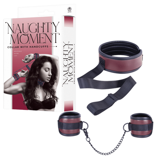 Excellent Power Naughty Moment Collar With Handcuffs Red