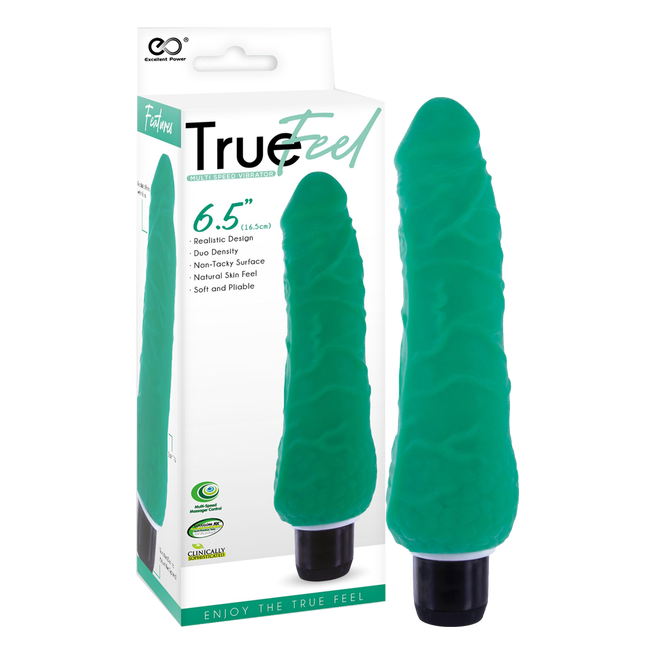 Excellent Power True Feel Slim 6.5" Vibrator Green