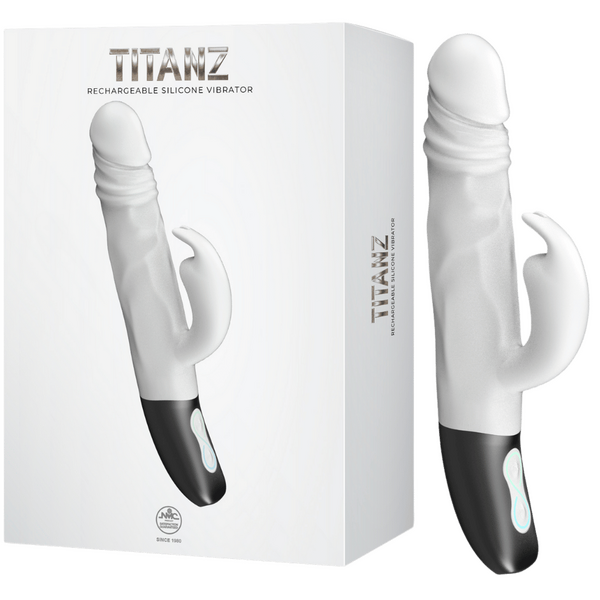 Excellent Power Titanz Rotating Rabbit Rechargeable Silicone Vibrator (White)