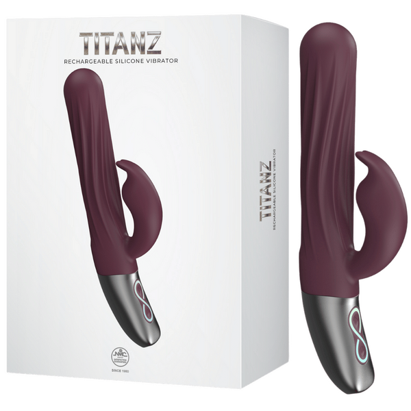 Excellent Power Titanz Thrusting Rabbit Rechargeable Silicone Vibrator (Rubine Red)