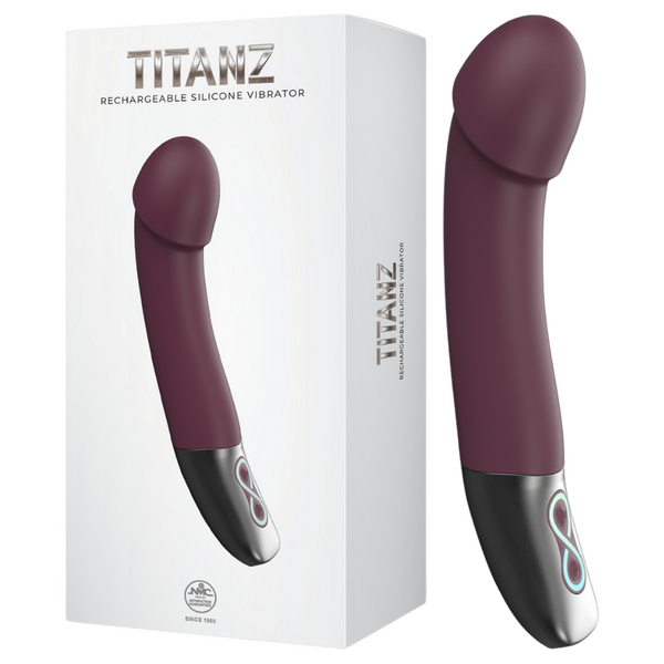 NMC Titanz Rechargeable Silicone Bendable Shaft Vibrator Rubine Red