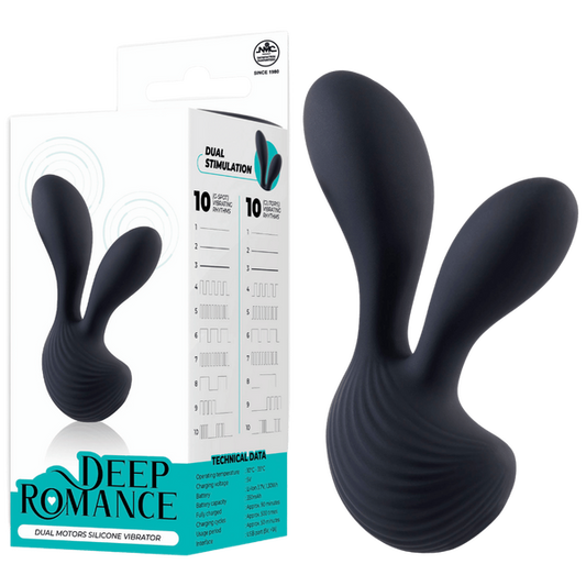 Excellent Power Deep Romance - Dual Motors Silicone Vibrator (Black)
