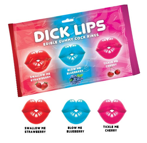 Hott Products | Dicklips Gummy Cock Rings (Singles) 3 Assorted Flavors 21 Pc/Display
