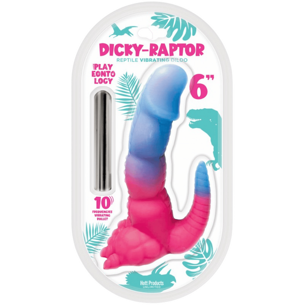 Hott Products | Dicky-Raptor Vibrating Dildo 6" Pink/Blue