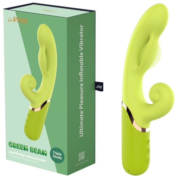 La Viva Inflatable Dual Vibrator Green Bean