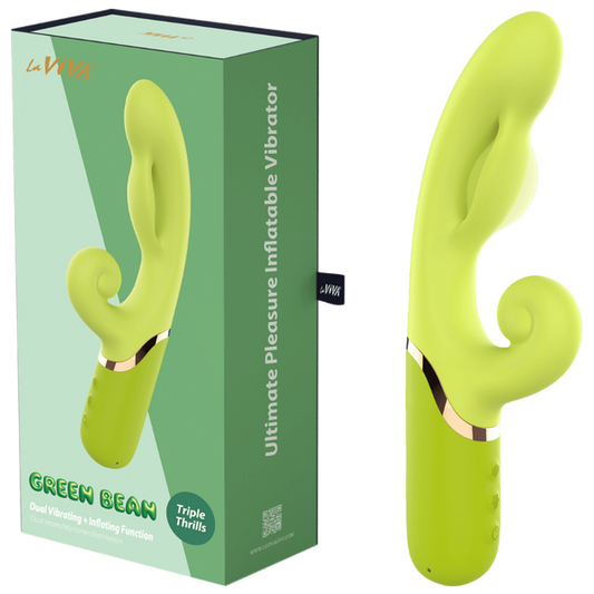 La Viva Inflatable Dual Vibrator Green Bean