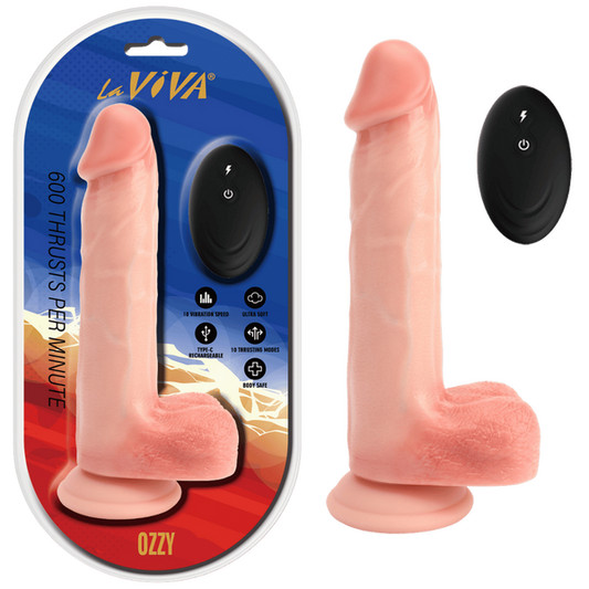La Viva Aussie Dongs Ozzy Vibrating Thrusting Dildo with Remote Flesh