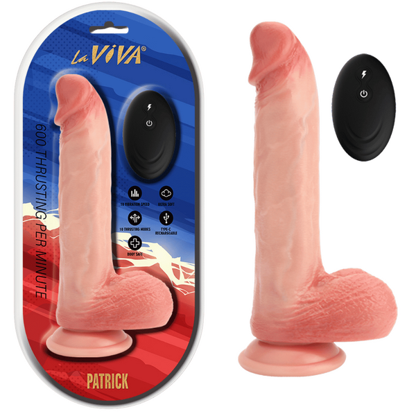 La Viva Aussie Dongs Patrick Vibrating Thrusting Dildo with Remote Flesh