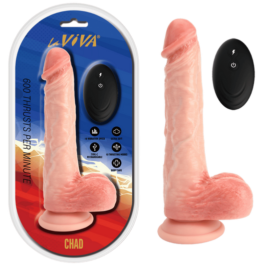La Viva Aussie Dongs Chad Vibrating Thrusting Dildo with Remote Flesh