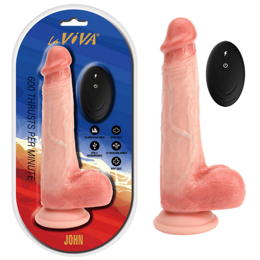 La Viva Aussie Dongs John Vibrating Thrusting Dildo with Remote Flesh