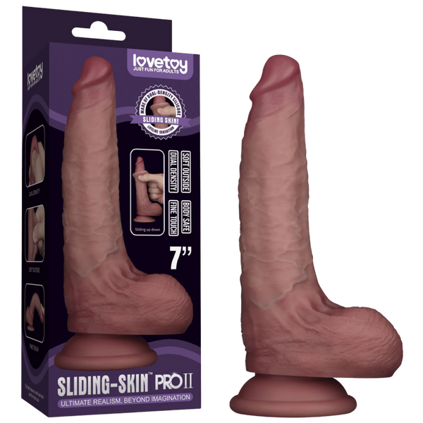 Lovetoy Sliding Skin Pro II Silicone Dual Layer Dong Dildo 7"