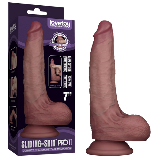 Lovetoy Sliding Skin Pro II Silicone Dual Layer Dong Dildo 7"
