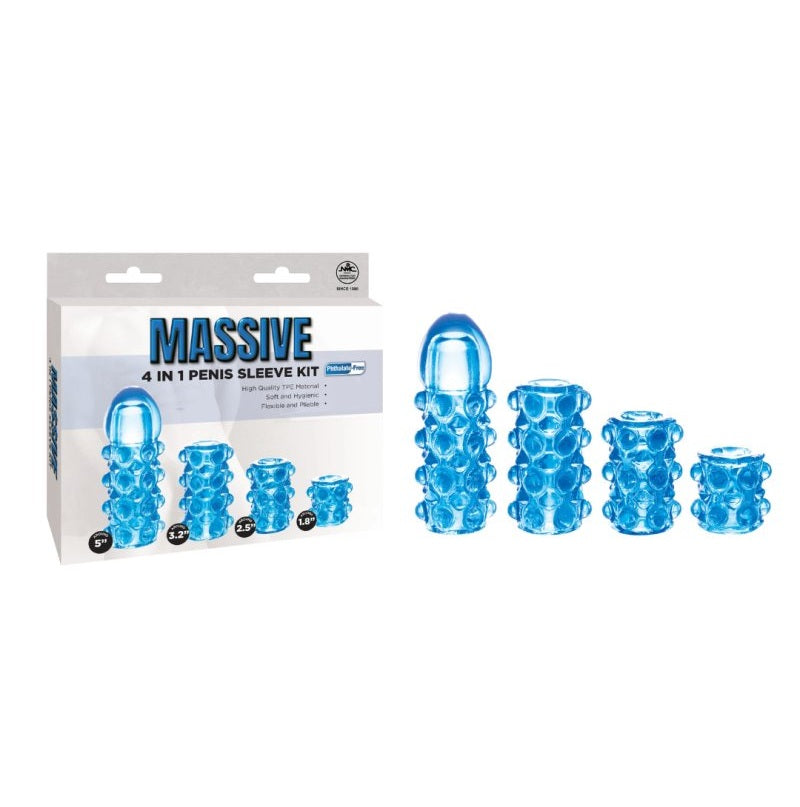 Excellent Power | Massive 4 In 1 TPE Penis Sleeve Kit Set In Blue