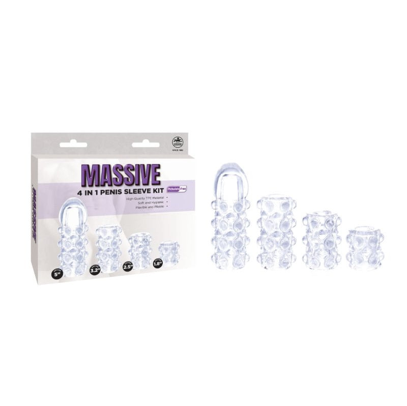 Excellent Power | Massive 4 In 1 TPE Penis Sleeve Kit Set In Transparent