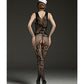 Rimes Fetish Lingerie Crotchless Vine Design Bodystocking Black Size OS