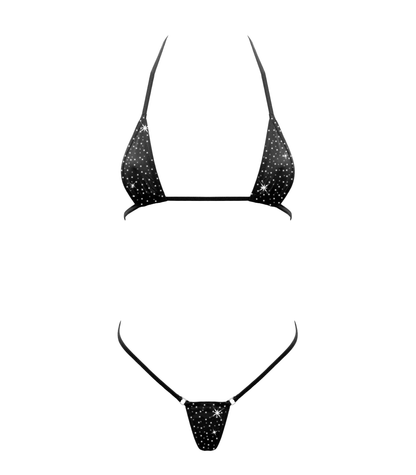 Love In Leather BIK005 Rhinestone Embellished Micro Bikini One Size - MULTIPLE COLOURS