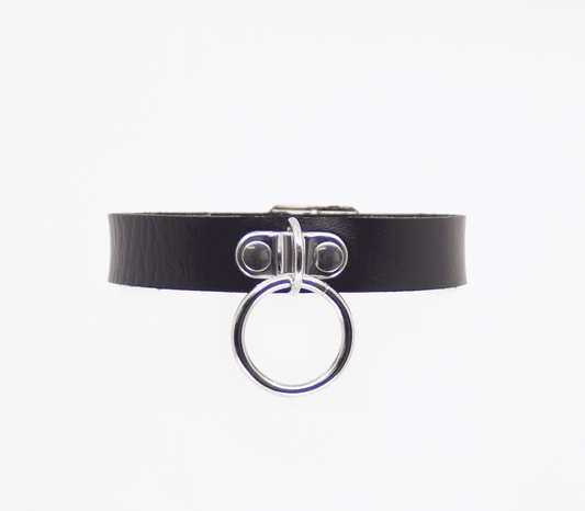 Love In Leather Faux Leather Collar With Double Sided Buckle Closure