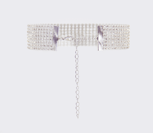 Love In Leather Diamanté Rhinestone Choker Fetish Collar