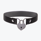 Love In Leather Faux Leather Collar With Functional Heart Padlock