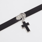Love In Leather Faux Leather Collar With Cross Pendant