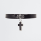 Love In Leather Faux Leather Collar With Cross Pendant