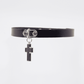 Love In Leather Faux Leather Collar With Cross Pendant