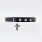 Love In Leather Faux Leather Collar With Cross Pendant
