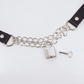 Love In Leather Faux Leather Collar With Padlock Pendant