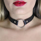 Love In Leather Faux Leather Choker Collar With 40mm O-Ring