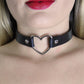 Love In Leather Faux Leather Choker Collar With 40mm Heart Ring